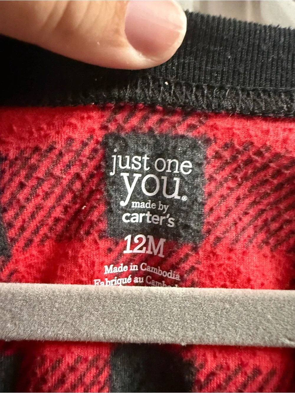 Just One You by Carter’s Red and Black Buffalo Plaid Moose Footed Pajamas